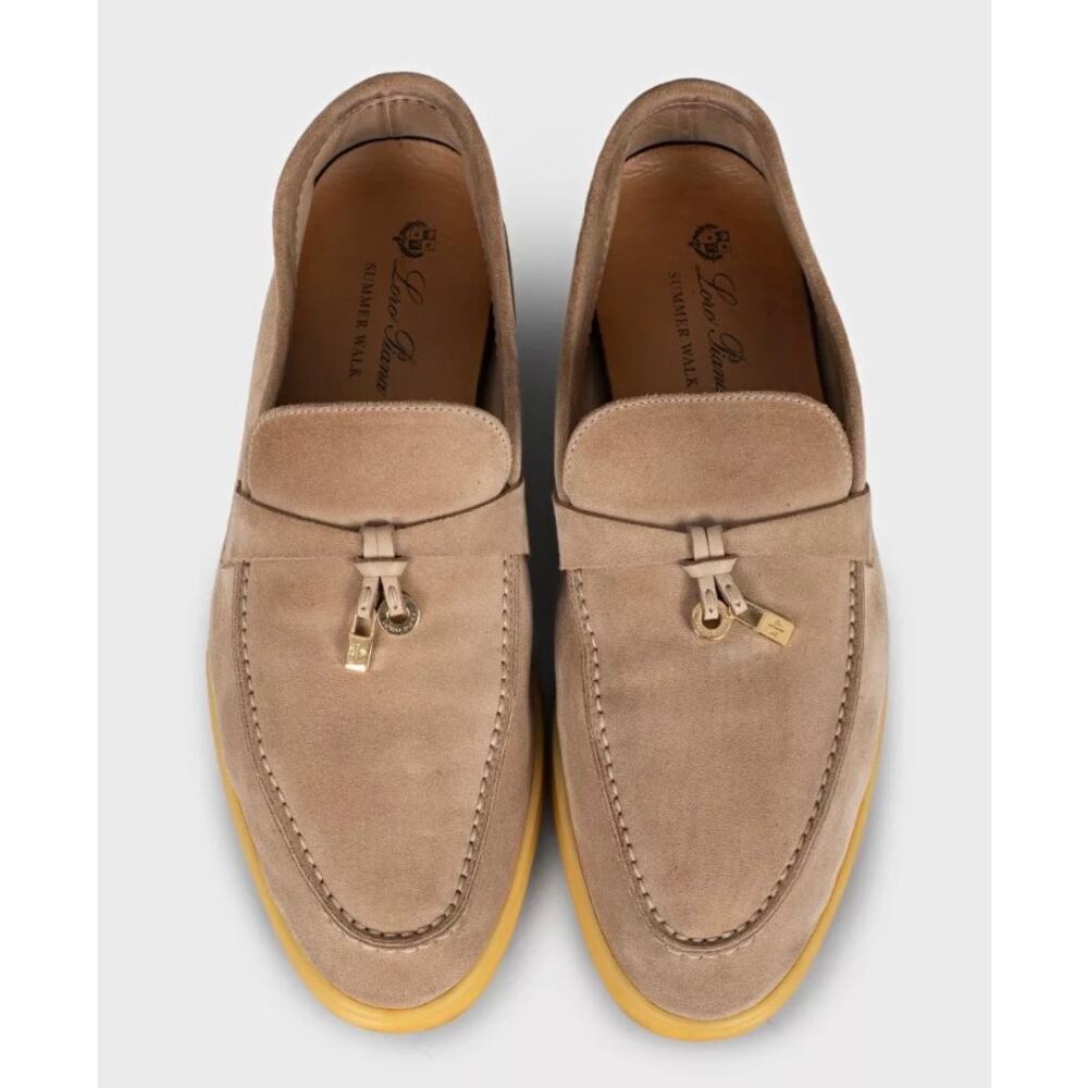 Loro Piana Summer Charms Walk Beige Suede Loafers Sz. 40 - Picture 2 of 11